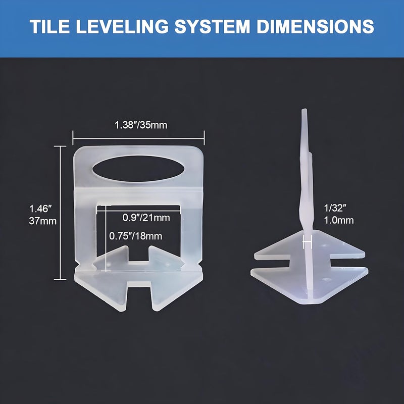 RUHOOM Tile Leveling System Clips 1/32" 2000pcs Tile Spacers Clips DIY Tools Set for Professional Ceramic and Stone Installation - Image 2